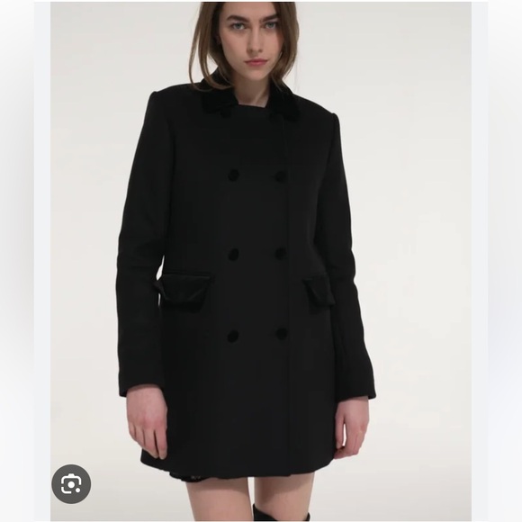 NWT The Kooples Cashmere and Wool Velvet Button double breasted Jacket Coat - Picture 4 of 17